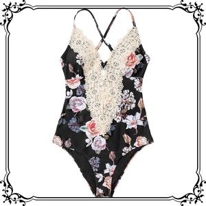 New Strappy One Piece Full Cut Bathing Swim Suit Black White S M L XL XXL